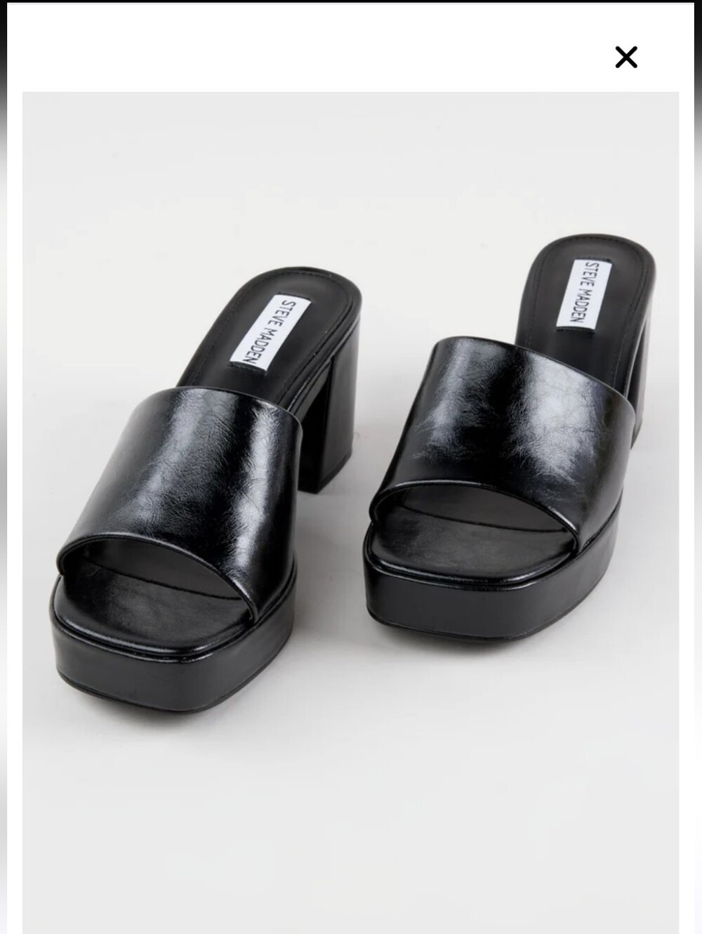 Steve Madden Black Chunky Heel Slide Sandals - Picture 2 of 7